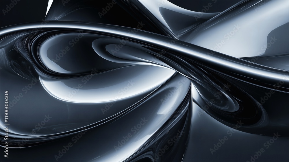 Abstract Metallic Fluid 3D Background with Reflective Surfaces Abstract Metallic Fluid 3D Background with Reflective Surfaces