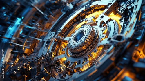 Abstract Metallic Gearwork: A Futuristic Mechanical Marvel photo