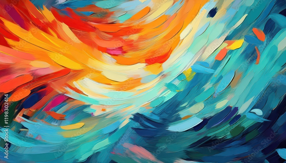Vibrant Contemporary Abstract Artwork Dynamic Brush Strokes Create a Sophisticated and Energetic Seamless Pattern Background
