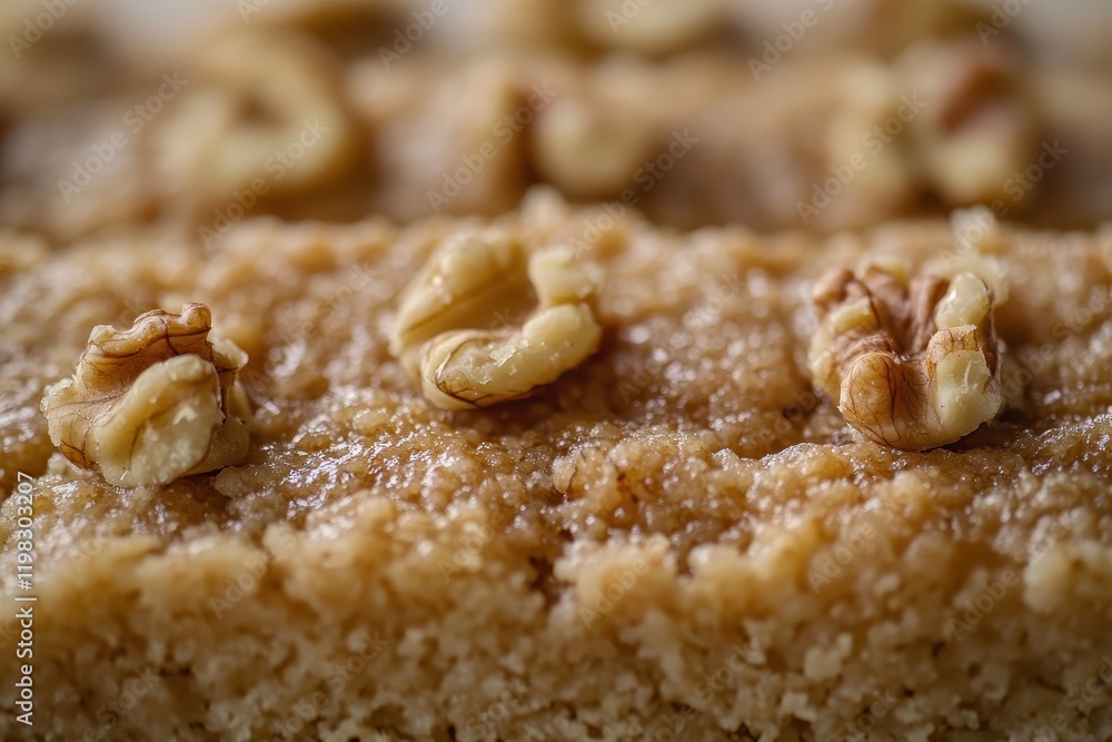Close up of Middle Eastern walnut semolina cake basbousa namoora hareesa Close up of Middle Eastern walnut semolina cake basbousa namoora hareesa