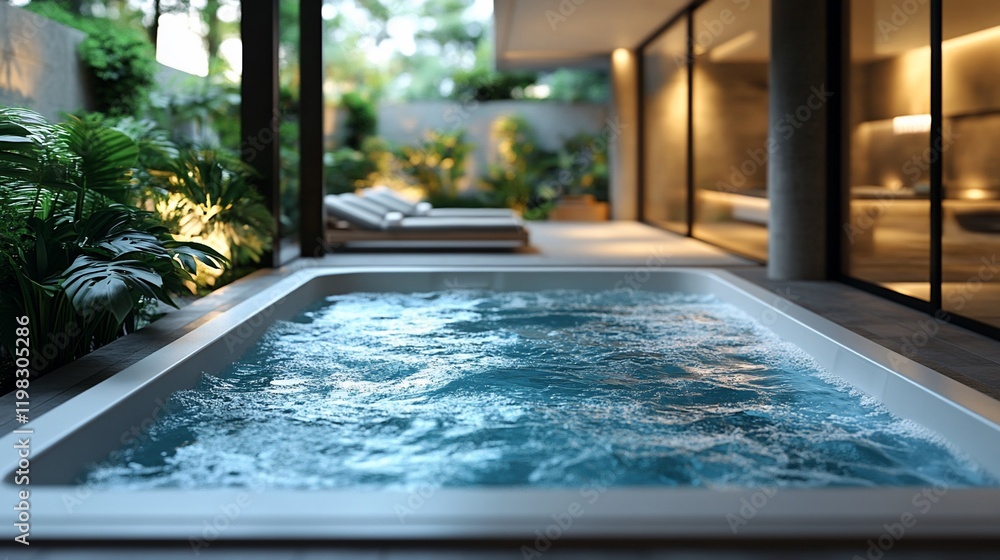 Obraz premium Modern backyard spa, tranquil oasis. Relaxation, luxury resort