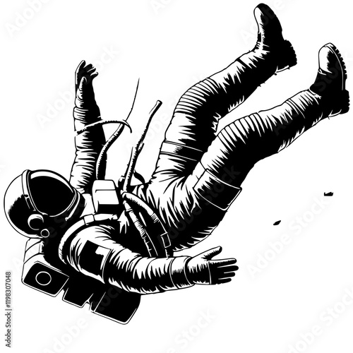 Silhouette of an astronaut falling