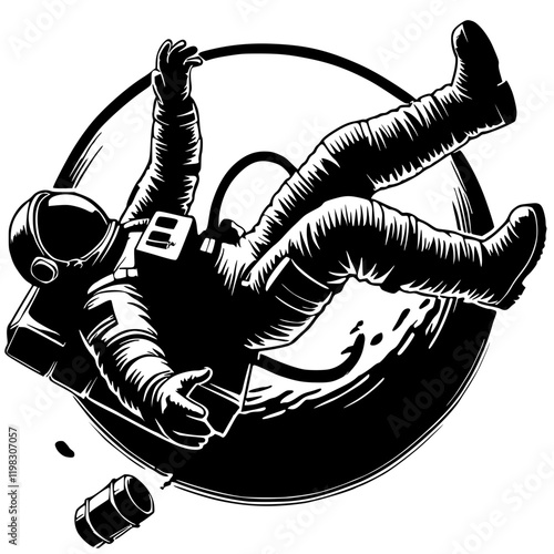 Silhouette of an astronaut falling