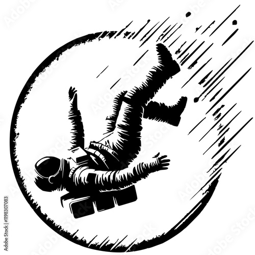 Silhouette of an astronaut falling