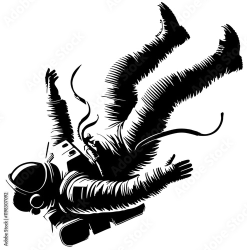 Silhouette of an astronaut falling