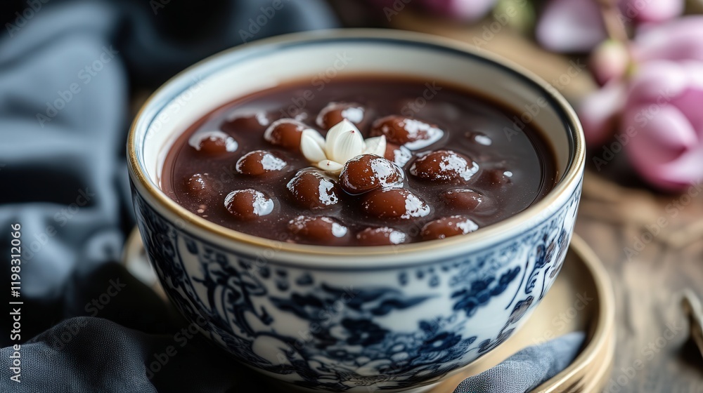 sweet red bean soup with lotus seeds, symbolizing love and togetherness for Chinese New Year. sweet red bean soup with lotus seeds, symbolizing love and togetherness for Chinese New Year.