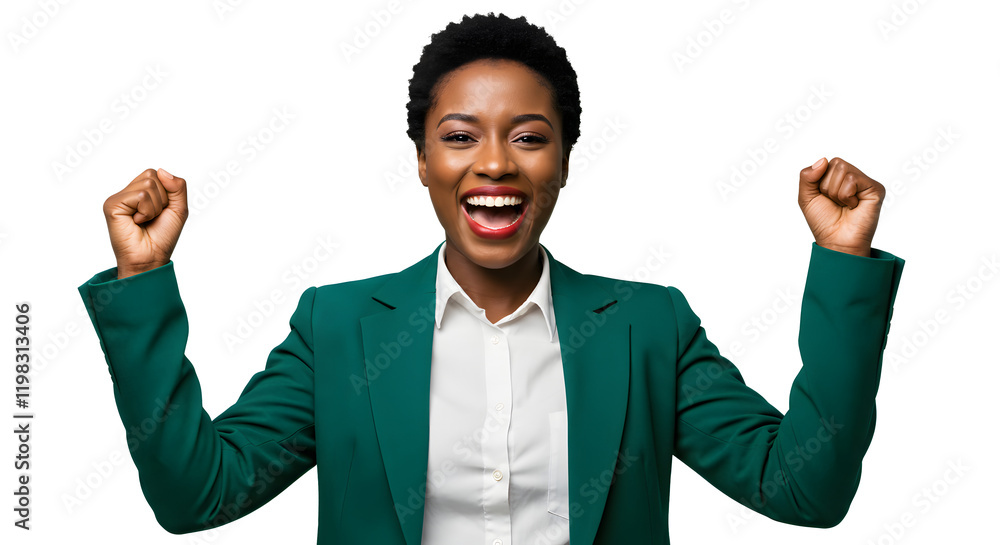 Business woman celebrating a victory, isolated. Business woman celebrating a victory, isolated.