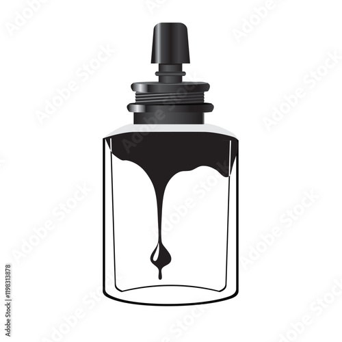 Bottle with black ink