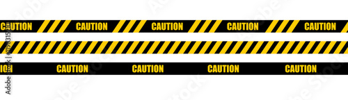 caution warning tape set: designed for industrial safety, roadwork, construction, and hazard zones. Vector illustration	
