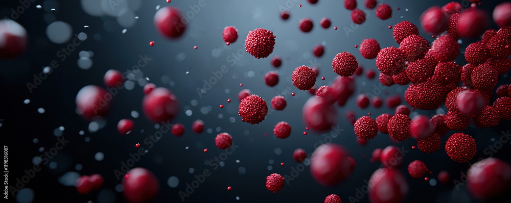 Red blood cells in motion, showcasing dynamic and vibrant visualization Red blood cells in motion, showcasing dynamic and vibrant visualization