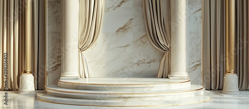 Classic podium in a Roman-style setting, perfect for luxury presentations photo