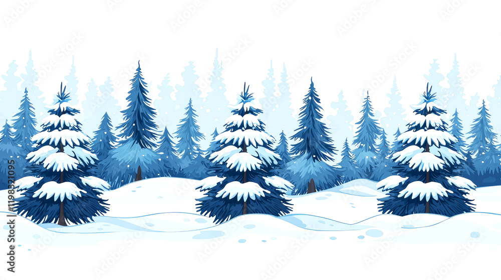 Fototapeta premium Snowy Winter Forest Landscape: Serene Christmas Holiday Scene