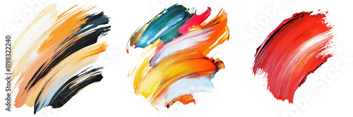 Abstract Colorful Paint Brush Strokes Swirls Texture Background Design Elements on transparent background