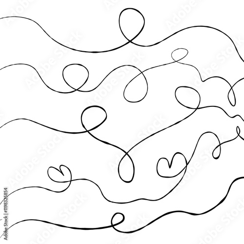 Lines of different shapes on a white background to create a design.