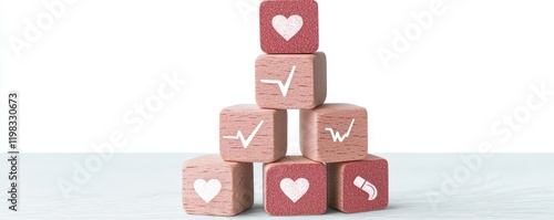 Stacked Blocks with Hearts and Checkmarks