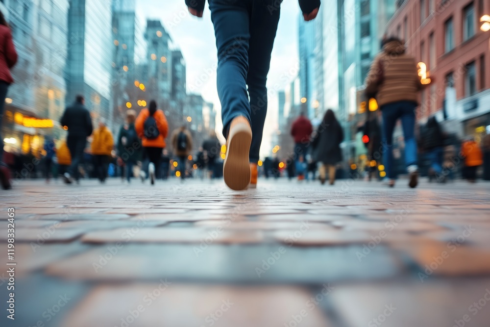 Fototapeta premium Uma cidade movimentada com pessoas circulando