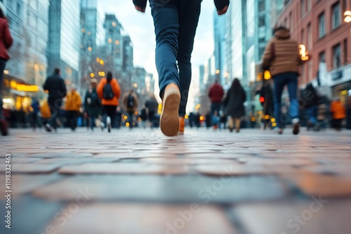 Fototapeta Naklejka Na Ścianę i Meble -  Uma cidade movimentada com pessoas circulando