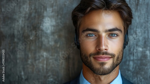 Portrait of a Handsome Man with Blue Eyes