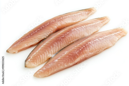 Mackerel strips on a white backdrop photo