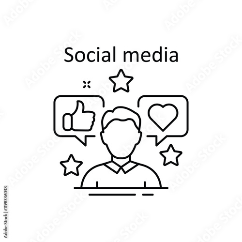 Social media specialist line icon. Media influence sign. Social blogger symbol. Illustration for web and mobile app. Line style influence person icon. Editable stroke social media blogger. Vector