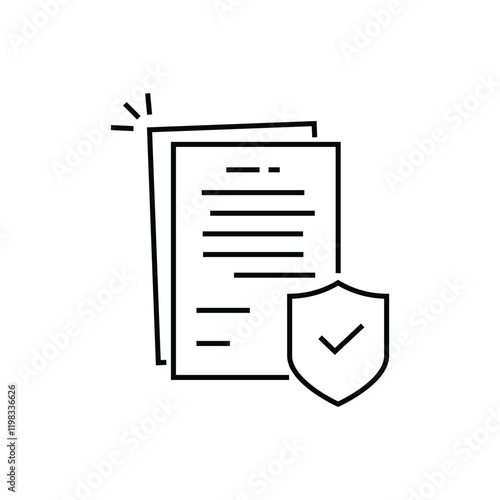 Insurance policy line icon. Risk coverage document sign. Policyholder symbol. Quality design element. Editable stroke. Linear style insurance policy icon. Vector