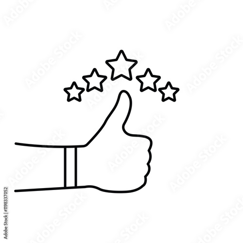 black thin line thumb up finger icon.