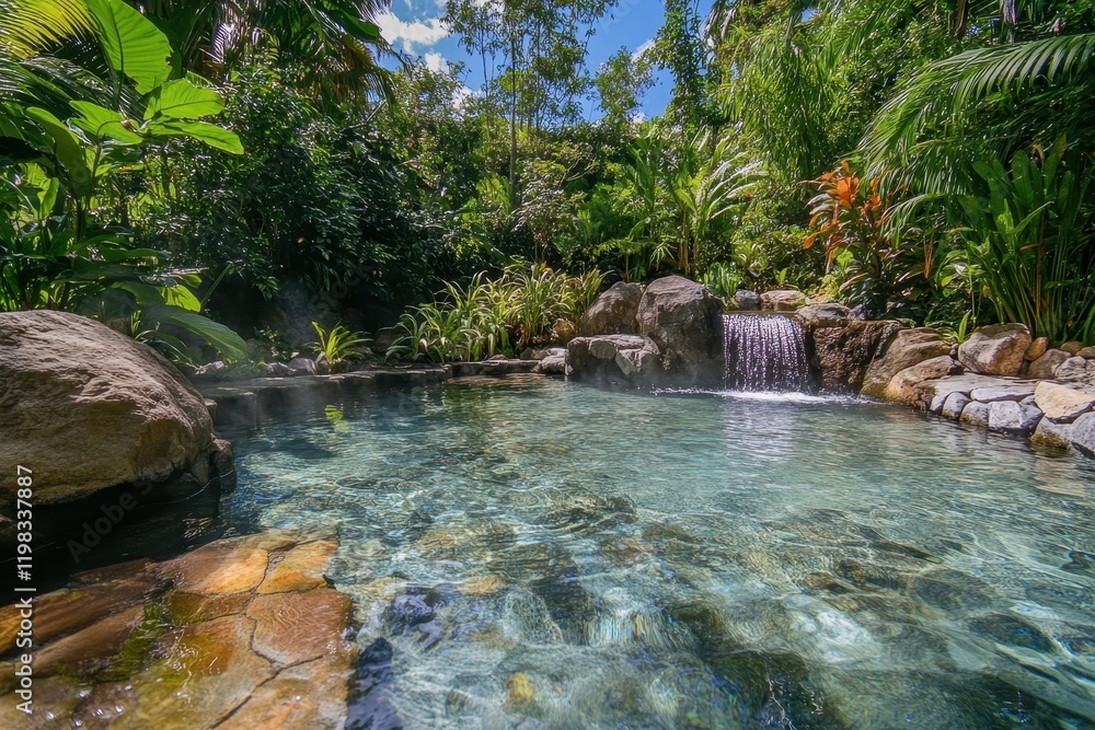 Naklejka premium Natural mineral water in park hot springs