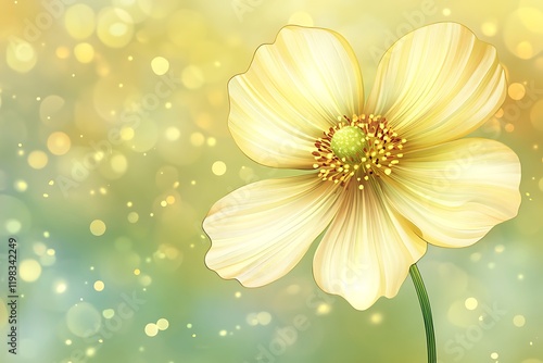 Golden Hour Cosmos:  Soft Focus Floral Illustration with Bokeh Background