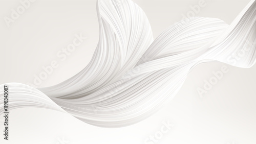 Minimalist abstract background, abstract artwork featuring a flowing, organic form in a soft white. The delicate lines and subtle curves create a sense of ethereal elegance and movement, evoking a sen