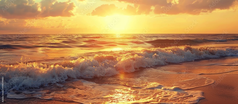 Fototapeta premium Golden Sunset Over a Calm Sea