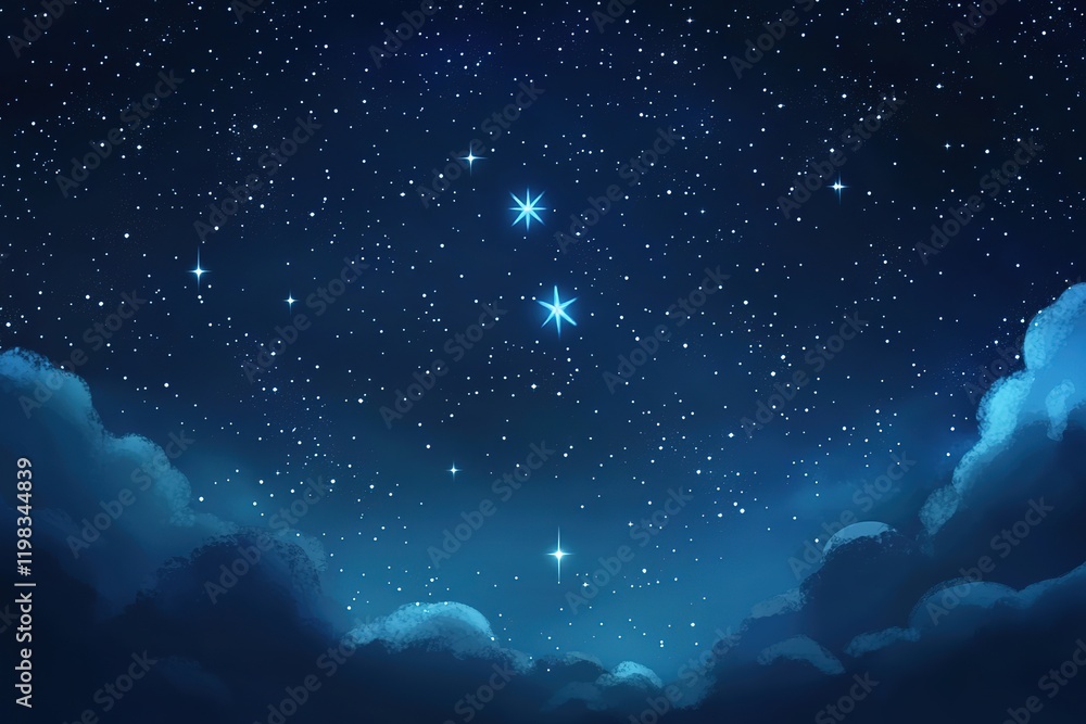 Starry night sky with a few stars and clouds Starry night sky with a few stars and clouds
