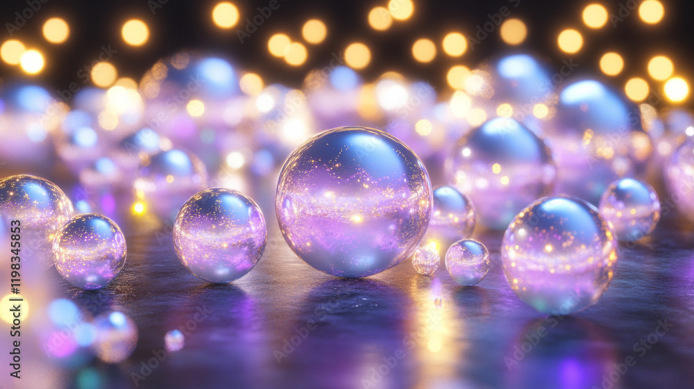 Glowing spheres with magical ambiance Glowing spheres with magical ambiance