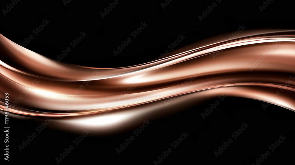 Fototapeta premium Abstract metallic wave on black background