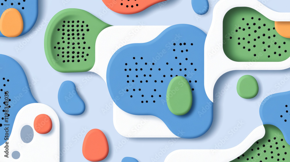 Fototapeta premium Abstract colorful shapes with dotted patterns