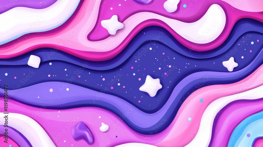 Colorful abstract waves with stars and dots Colorful abstract waves with stars and dots