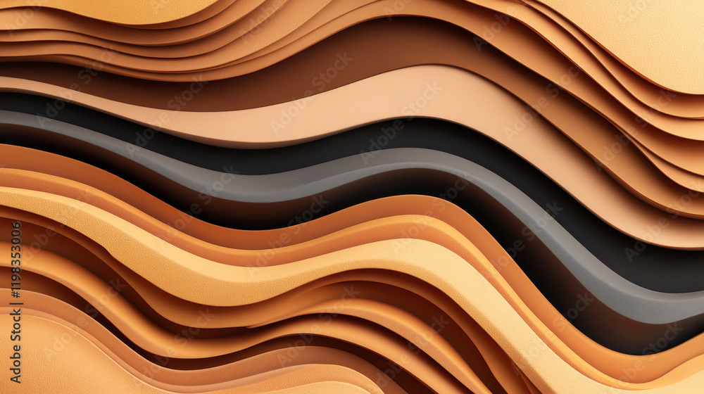 Obraz premium Layered abstract waves in warm tones