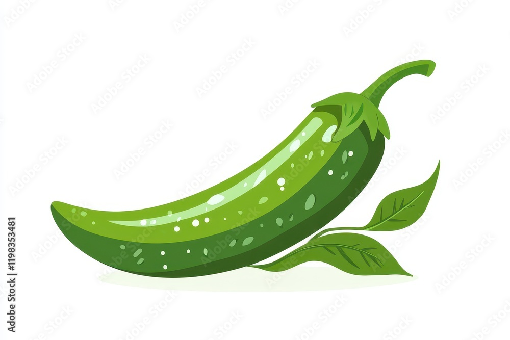 Spicy green pepper ideal for salsa on a white background Healthy fresh halved Mexican chili Spicy green pepper ideal for salsa on a white background Healthy fresh halved Mexican chili