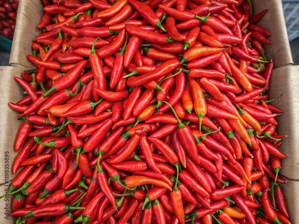 Fototapeta premium red hot chili peppers. red, chili, food, pepper, hot, spice, vegetable, spicy, chilli, fresh, market, ingredient, peppers, cayenne, green, organic, cooking, paprika, closeup, plant, seasoning, heat, f