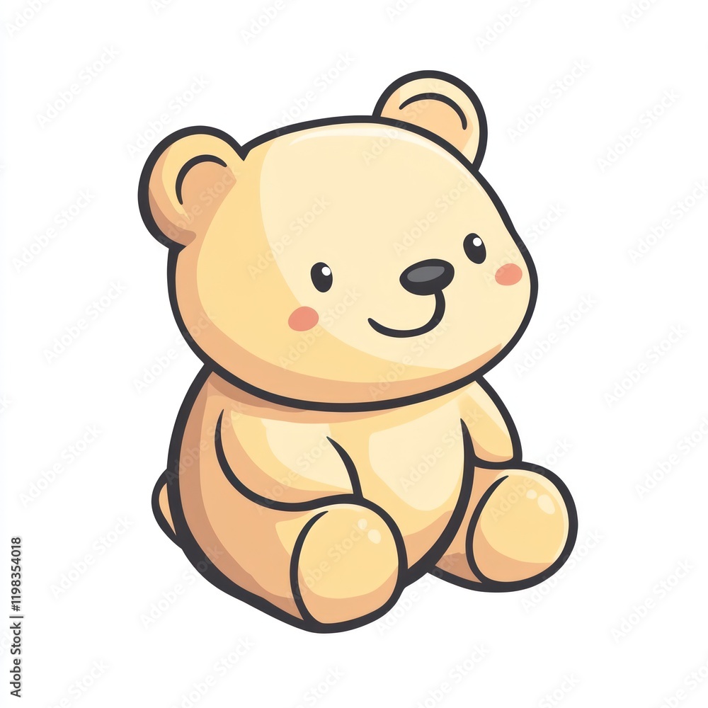 Seated light brown bear illustration on a white backdrop for educational, decor or kids applications Seated light brown bear illustration on a white backdrop for educational, decor or kids applications