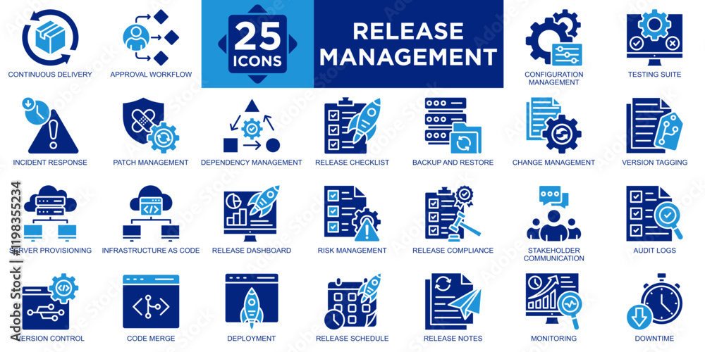 release management, process, technology, software, deployment, project icon set. Outline icons collection. Simple vector illustration release management, process, technology, software, deployment, project icon set. Outline icons collection. Simple vector illustration