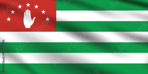 Abkhazia flag official colors and proportion digital vector illustration. Pleated flag.