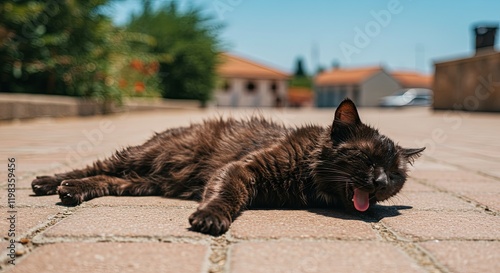 Photo of a cat suffering from a lot of heat. Signs that your cat is dehydrated
