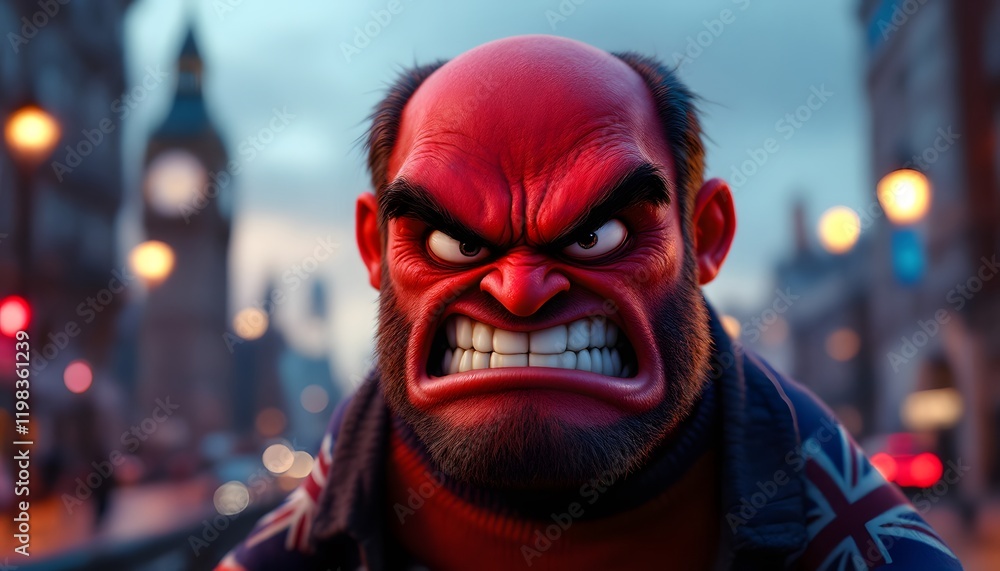 Furious UK Cartoon Character - a display of extreme anger - suitable for satirical articles, social commentary, and graphic design projects. Furious UK Cartoon Character - a display of extreme anger - suitable for satirical articles, social commentary, and graphic design projects.