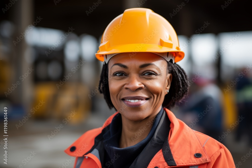 Smiling portrait of a middle aged businesswoman on construction site Smiling portrait of a middle aged businesswoman on construction site