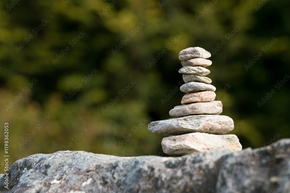 Beautiful Relaxing Zen Stone Stack Bathed in Sunlight Beautiful Relaxing Zen Stone Stack Bathed in Sunlight