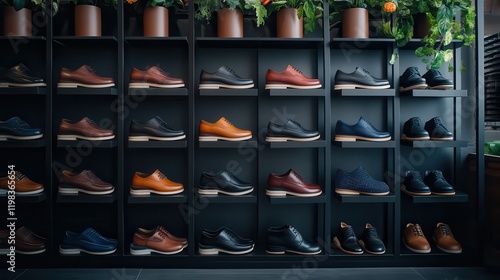 Wallpaper Mural A collection of high-end shoes arranged on elegant shelves. Torontodigital.ca