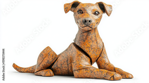 Handcrafted clay dog sculpture, showcasing intricate details and warm expression. This unique piece adds charm to any decor, perfect for dog lovers and art enthusiasts alike photo