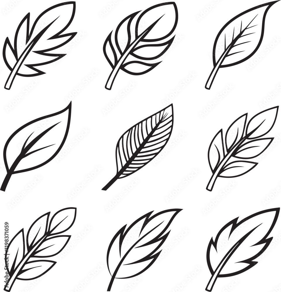 Leaf Icon Set Elegant and Nature Inspired Design Leaf Icon Set Elegant and Nature Inspired Design