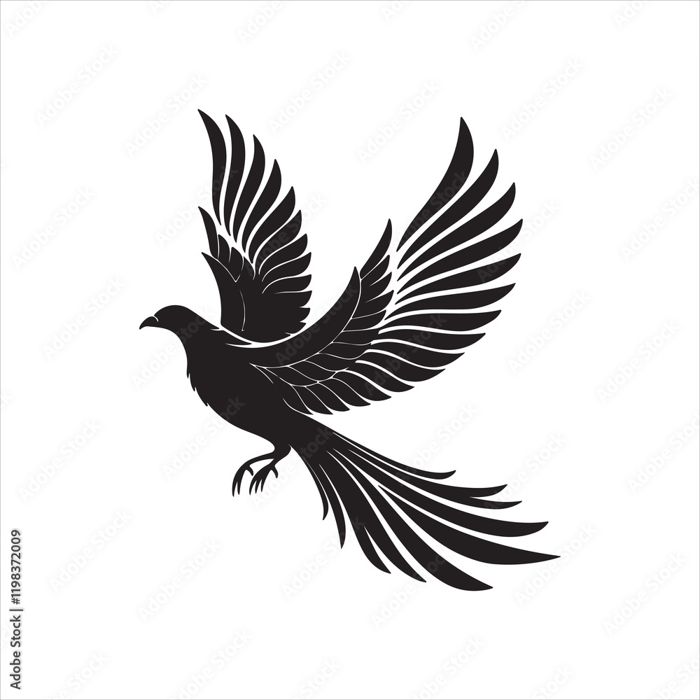 Obraz premium Elegant Bird Silhouette with Spread Wings