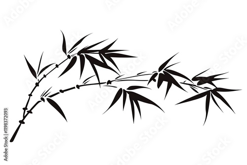 Elegant Black Ink Bamboo Branch Illustration